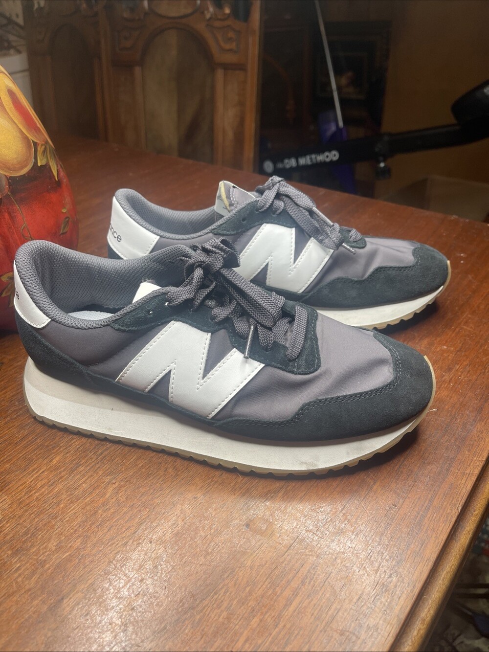New Balance 237 Retro Running Sneakers WS237NB Black Grey Women's Size 9M